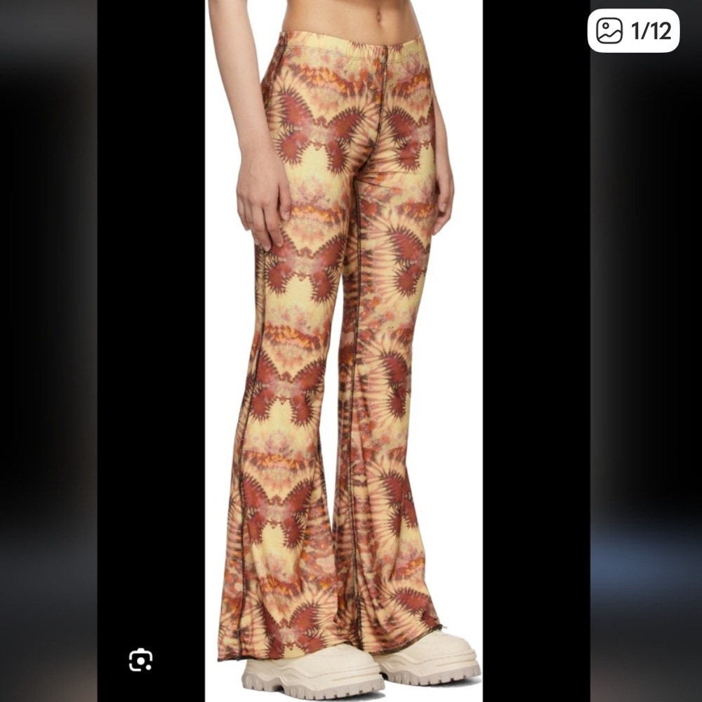 Omighty Y2k Butterfly Orange Tie-Dye Flared Pants M
